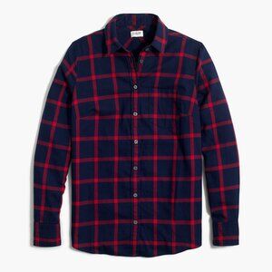 J Crew Women's XL Blue, Red Plaid Button-Down Flannel NEW 100% Cotton Blouse